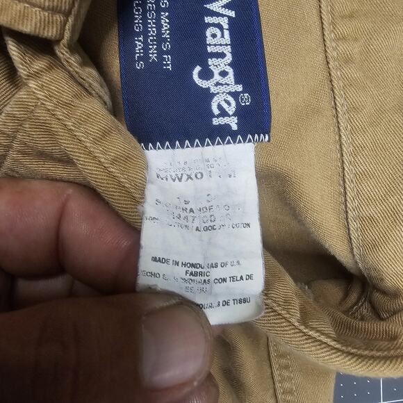 Vintage Wrangler Shirt Mens XXL Big Tan Heavy Twill Snap Western Cowboy 90s - Picture 9 of 15